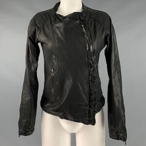 GIORGIO BRATO Size 6 Black Leather Zip Up Jacket (Outdoor)